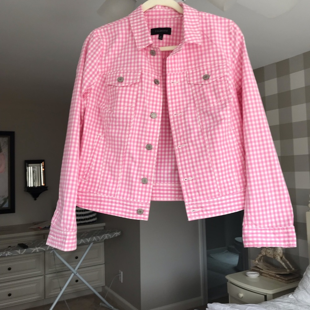 Talbots Pink Gingham Jacket Size M